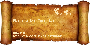 Malitsky Aminta névjegykártya